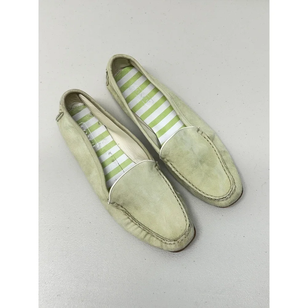 Coach Evalyn Pale Green Genuine Leather Suede Loafers Driving Moccasins 9.5